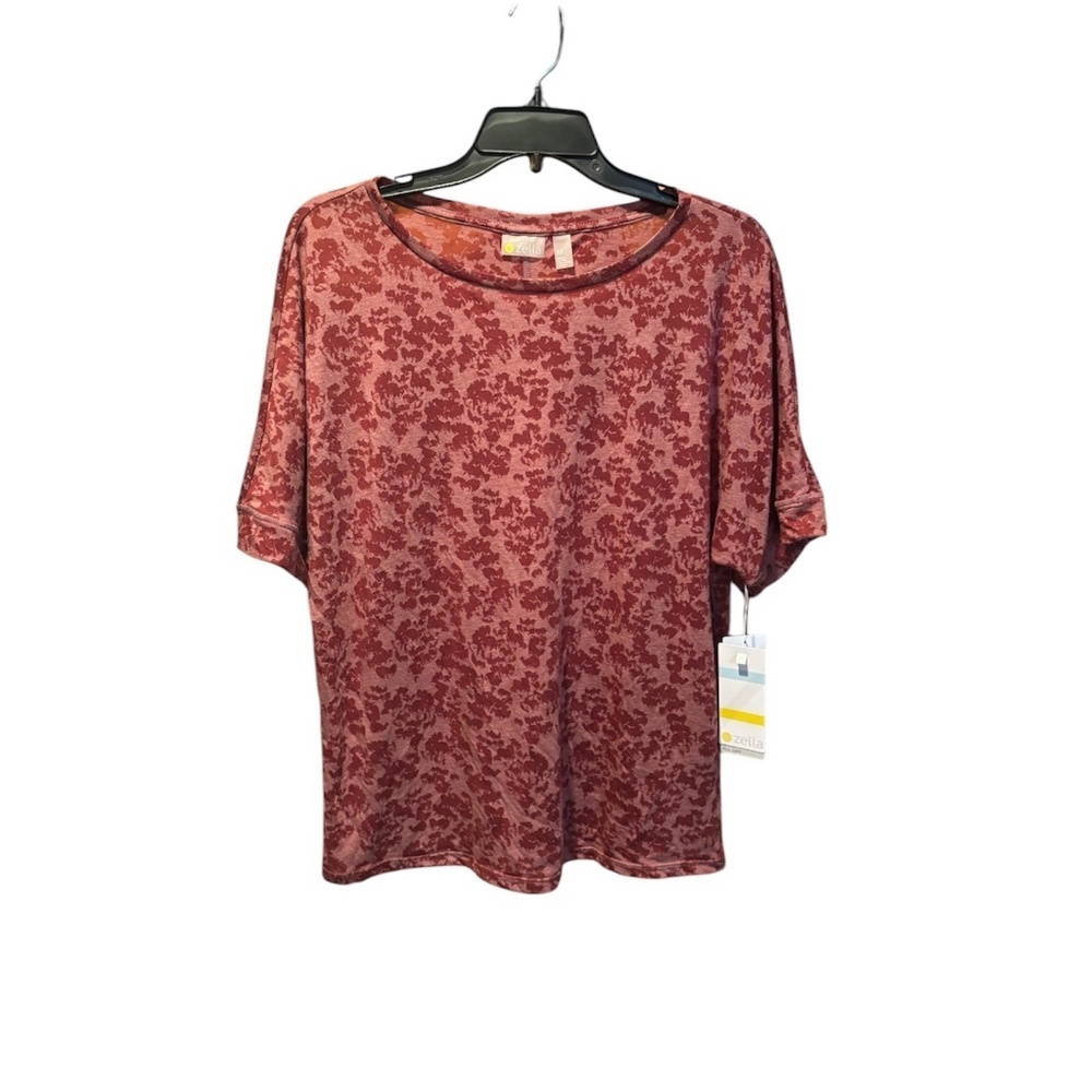 Zella Women's Short Sleeve Shirt in Rust Madder Medium NWT